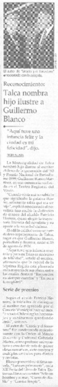 Talca nombra hijo ilustre a Guillermo Blanco