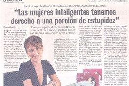 Escritora argentina Sandra Russo lanzó El libro "Perdonen nuestros placeres" : "Las mujeres inteligentes tenemos derecho a una porción de estupidez"