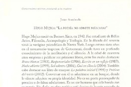 Hugo Mujica : "La poesía no admite máscaras"