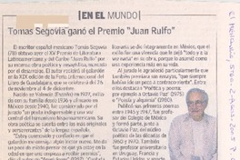 Tomás Segovia ganó el Premio "Juan Rulfo"