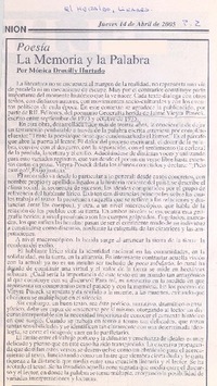 Poesía : La memoria y la palabra