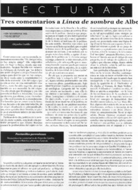 Tres comentario a Línea de sombra de Alberto Moreiras