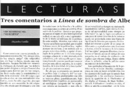 Tres comentario a Línea de sombra de Alberto Moreiras
