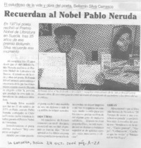 Recuerdan al Nobel Pablo Neruda