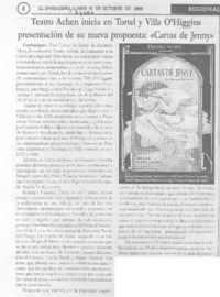 Teatro Achen inicia en Tortel y Villa O´Higgins presentación de su nueva propuesta: "Cartas de Jenny"