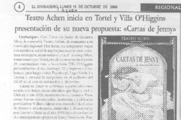 Teatro Achen inicia en Tortel y Villa O´Higgins presentación de su nueva propuesta: "Cartas de Jenny"