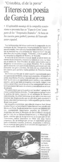 Títeres con poesía de García Lorca