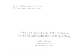 Para una lectura interpretativa de La Poesía Chilena de Juan Luis Martínez