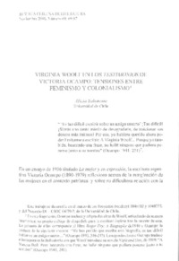Virginia Woolf en Los testimonios de Victoria Ocampo: tensiones entre feminismo y colonialismo