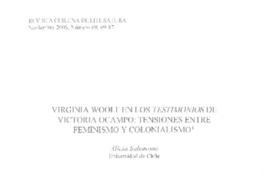Virginia Woolf en Los testimonios de Victoria Ocampo: tensiones entre feminismo y colonialismo