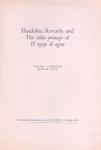 Huidobro, reverdy, and the editio princeps of El espejo de agua