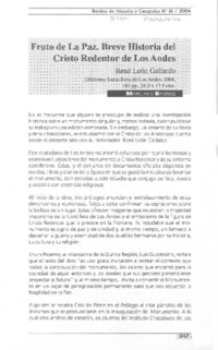 Fruto de La Paz. Breve historia del Cristo Redentor de Los Andes