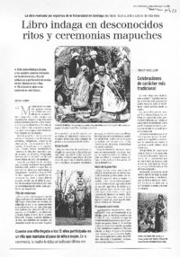 Libro indaga desconocidos ritos y ceremonias mapuches