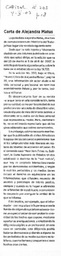 Carta de Alejandra Matus.