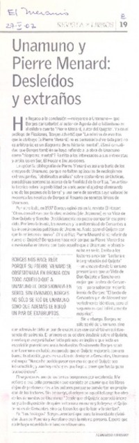Unamuno y Pierrre Menard: desleídos y extraños