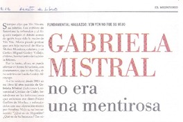 gabriela Mistral no era una mentirosa