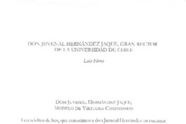 Don Juvenl Hernández Jaque, gran rector de la Universidad de Chile