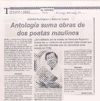 Antologlía suma obras de dos poetas maulinos