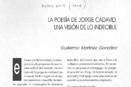 La poesía de Jorge Cadavid