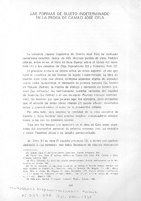 Las formas de sujeto indeterminado en la prosa de Camilo José Cela