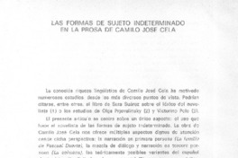 Las formas de sujeto indeterminado en la prosa de Camilo José Cela