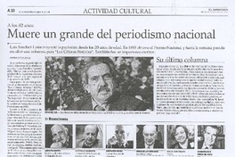 Muere un grande del periodismo nacional