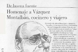 Homenaje a Vázquez Montalbán, cocinero y viajero