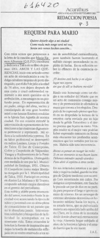 Requiem para Mario  <artículo> J. A. L.