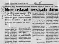Muere destacado investigador chileno