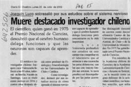 Muere destacado investigador chileno