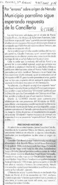 Municipio parralino sigue esperando respuesta de Cancillería.  [artículo]