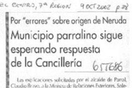 Municipio parralino sigue esperando respuesta de Cancillería.  [artículo]