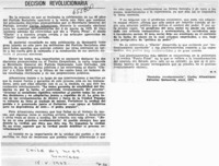 Decisión revolucionaria.  [artículo] M. H.
