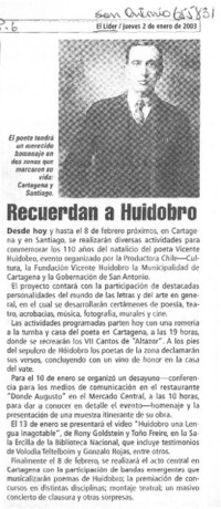 Recuerdan a Huidobro.