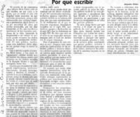 Por qué escribir  [artículo] Alejandro Witker.