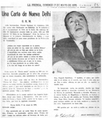 Una carta de Nueva Delhi  [artículo] O. R. M.