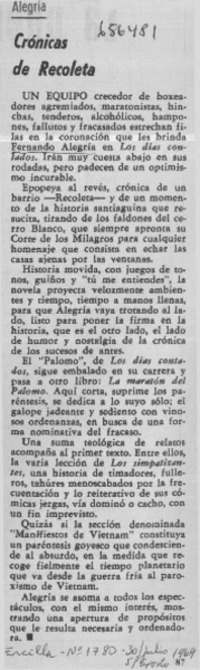 Crónicas de Recoleta.  [artículo]