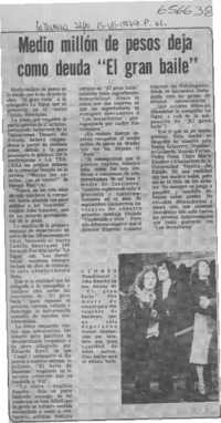 Medio millón de pesos deja como deuda "El gran baile".  [artículo]