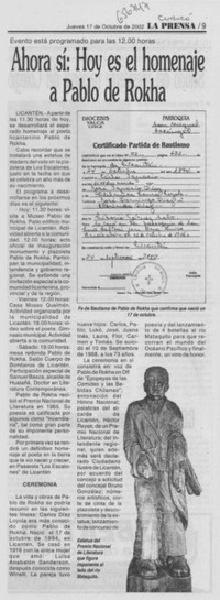 Ahora sí: hoy es el homenaje a Pablo de Rokha.