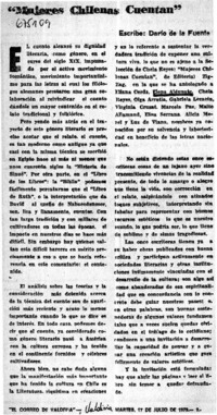"Mujeres chilenas cuentan"  [artículo] Darío de la Fuente D.