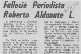 Falleció periodista Roberto Aldunate L.