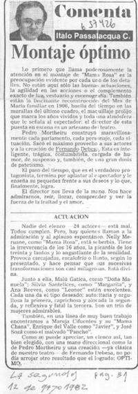 Montaje óptimo  [artículo] Italo Passalacqua.