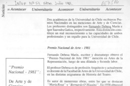 "Premio Nacional Arte 1981".