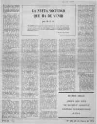 La nueva sociedad que ha de venir