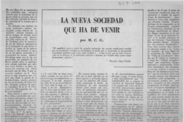 La nueva sociedad que ha de venir
