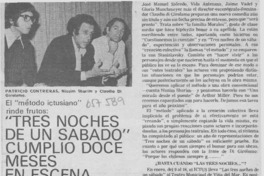 "Tres noches de un sabado" cumplió doce meses en escena