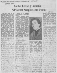 Carlos Bolton y Ximena Adriazola: simplemente poetas
