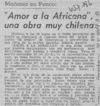 "Amor a la africana", una obra muy chilena.  [artículo]