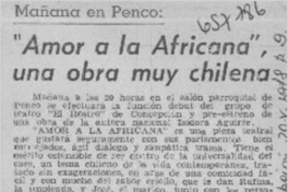 "Amor a la africana", una obra muy chilena.  [artículo]