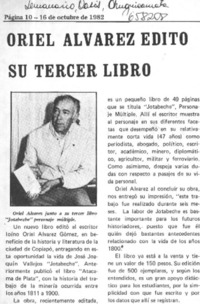 Oriel Alvarez edito su tercer libro.  [artículo]
